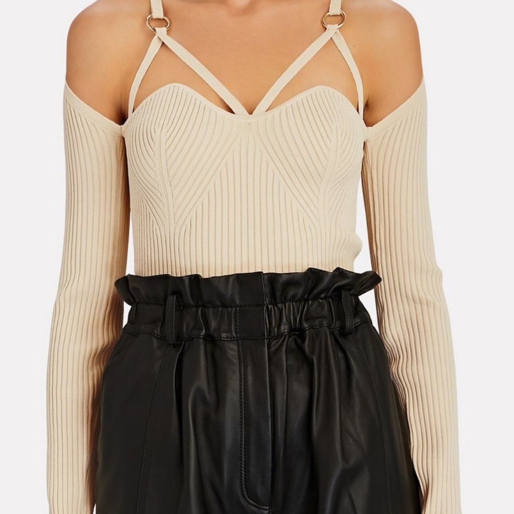 NWT - Nicholas Janine Ribbed Knit Cage Detail Top COCONUT CREAM - Picture 2 of 5